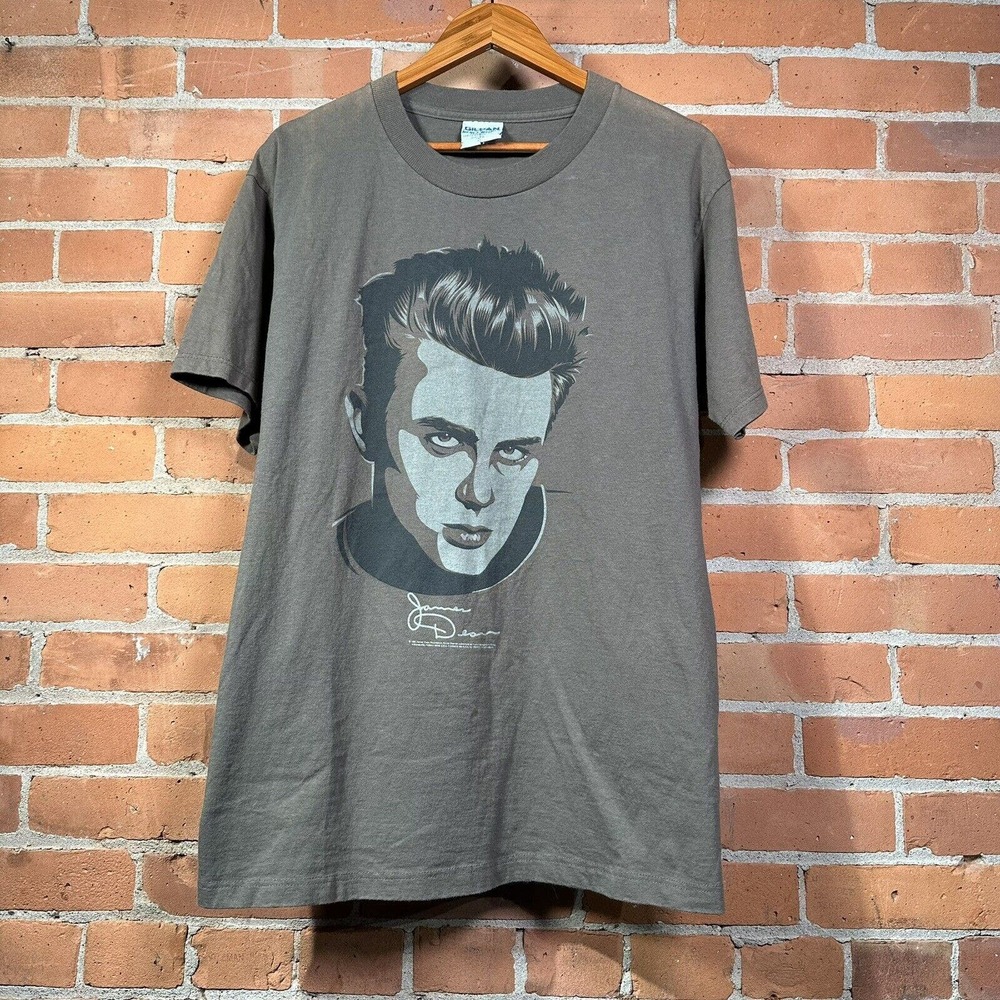 Vintage James Dean T-Shirt Adult Large Animated Face 90s Brown American Actor